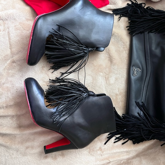 Christian Louboutin Christina 85 ankle tassel booties 39.5, fits like size 8 US. - Picture 4 of 8